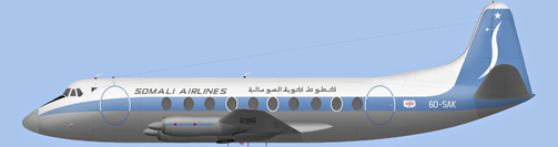 David Carter illustration of Somali Airlines Viscount 6O-SAK